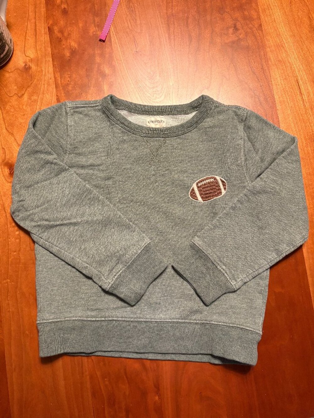 Crewcuts Football Sweatshirt | Boys Size XS (4-5) | Heather Olive